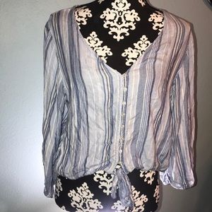 American Eagle Blue and white striped crop top